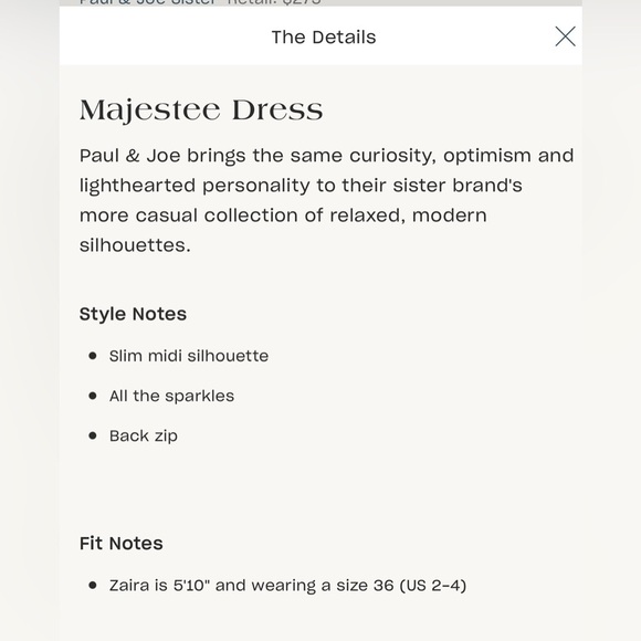 Paul& Joe Sister Majestee Dress Metallic Holiday Resort Cocktail ,size XS/S - Picture 9 of 13